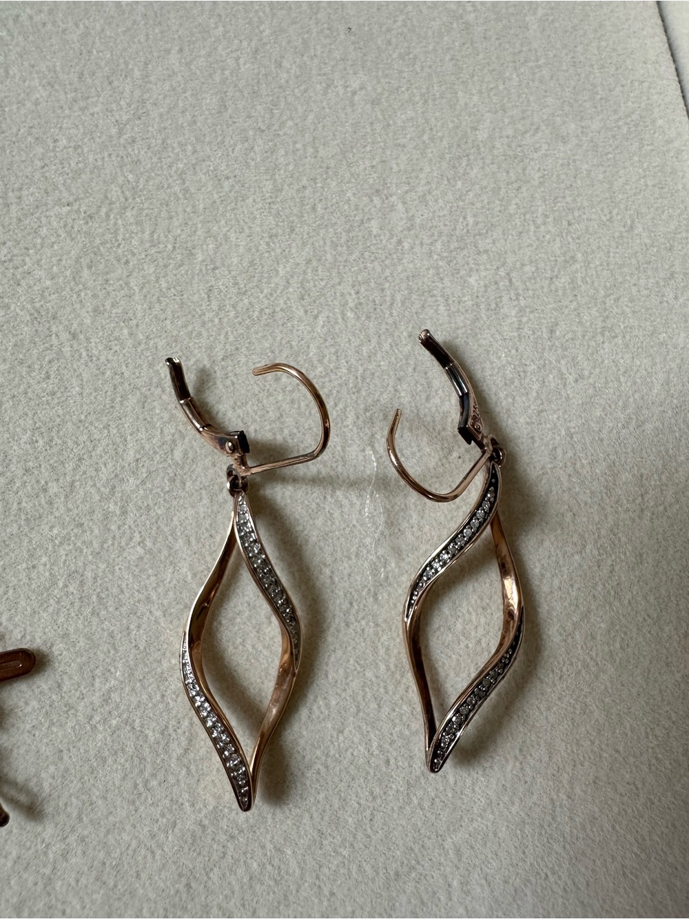 Rose Gold Plated Drop Earrings, Necklace, and Bracelet with Crystal Accents